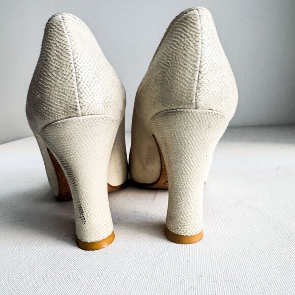 Peter Fox Nude Leather Classic Round Toe Heels w Slight Sheen 6 - Picture 6 of 12